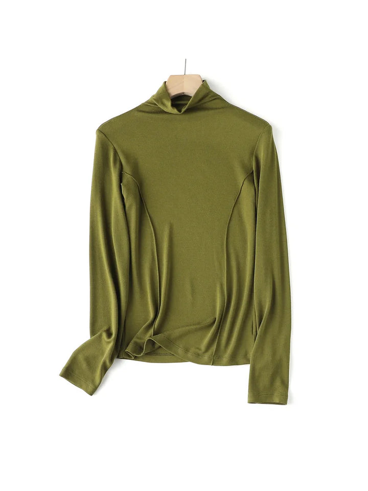 Women’s Wool Blend Thermal Mock Neck Slim Tee