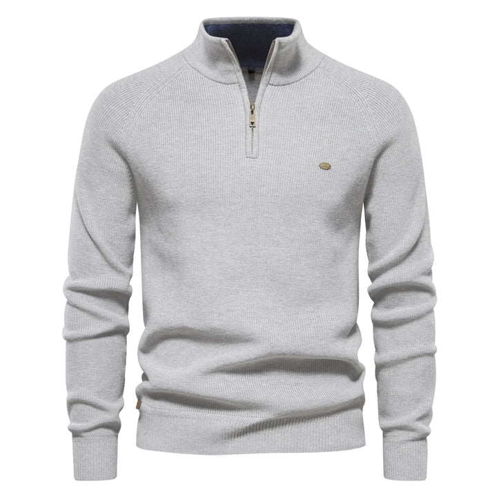 Men’s High-Collar Knitted Sweater – Warm Cotton Zipper Cardigan