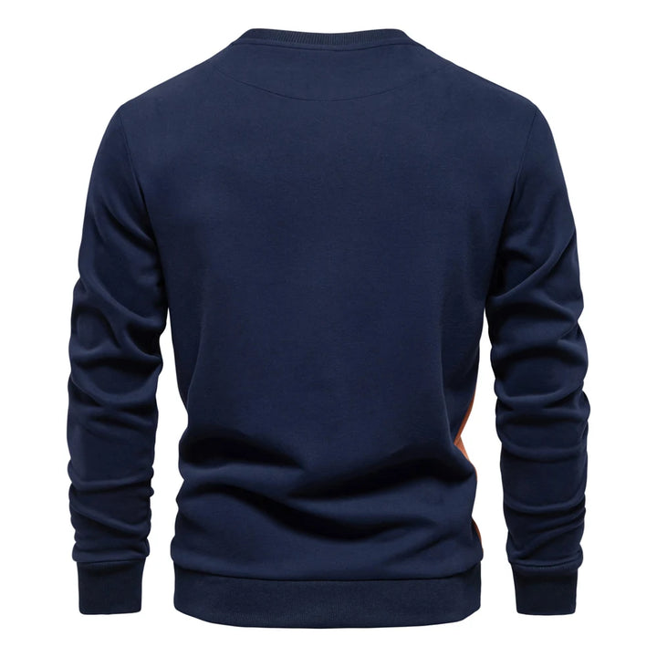 Men’s Cotton Patchwork Pullover Sweatshirt