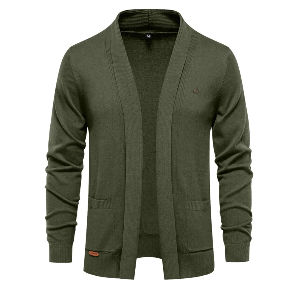 Men’s Winter Cotton Cardigan – Knitted Sweater with Turn-Down Collar