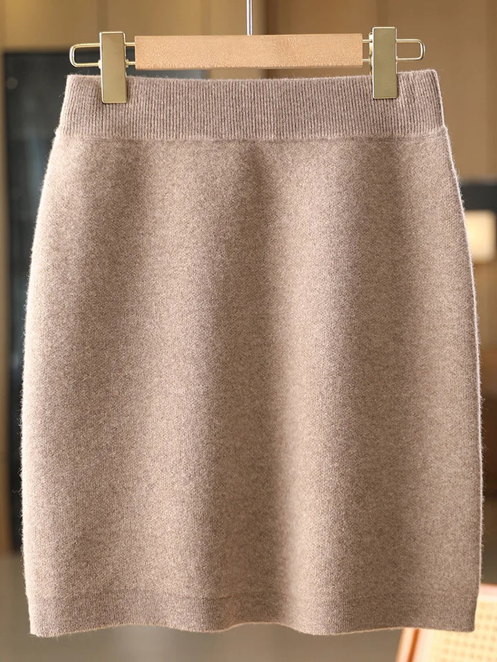 Women’s Wool Mini Skirt – 100% Merino Wool Knitted Office Dress