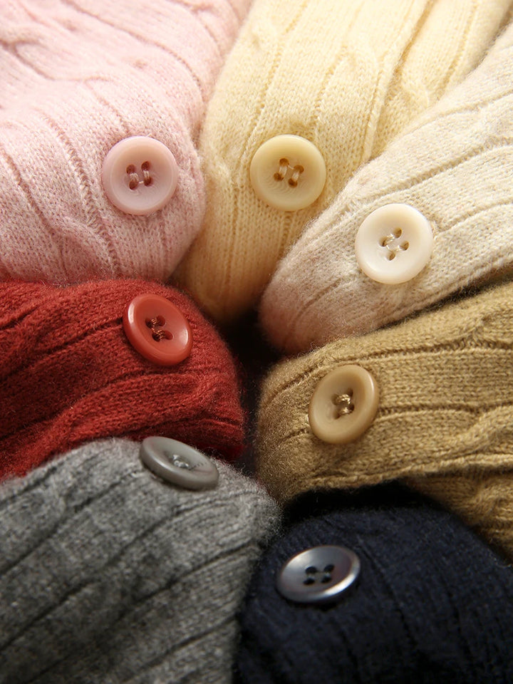 Women’s 100% Merino Wool Cable Knit Cardigan