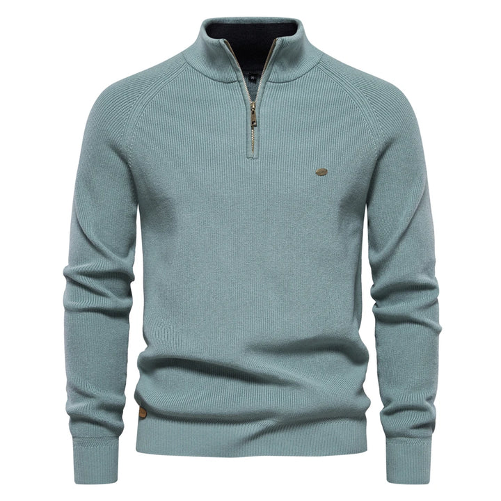 Men’s High-Collar Knitted Sweater – Warm Cotton Zipper Cardigan