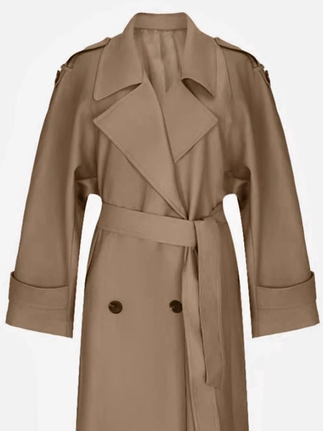 Khaki & Dark Purple Oversized Trench Coat for Women