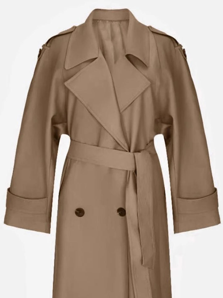 Khaki & Dark Purple Oversized Trench Coat for Women