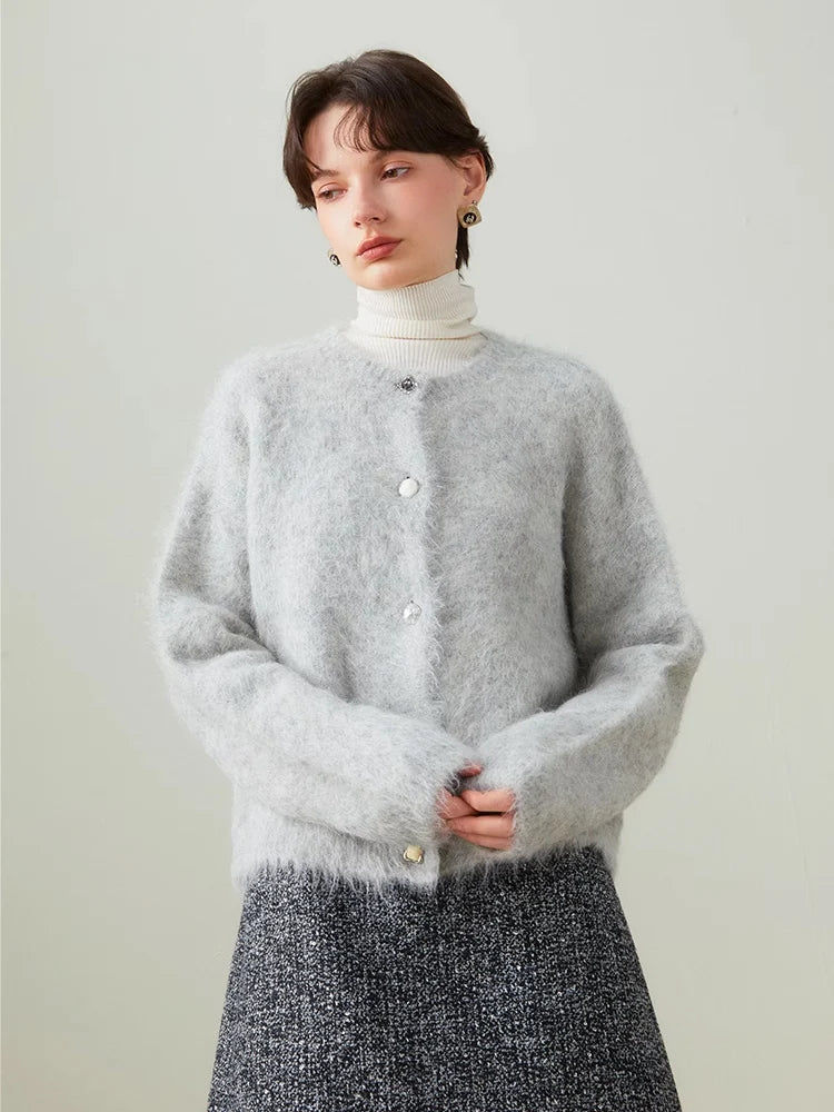 Women’s Alpaca Cardigan – 78% Alpaca Knit Sweater