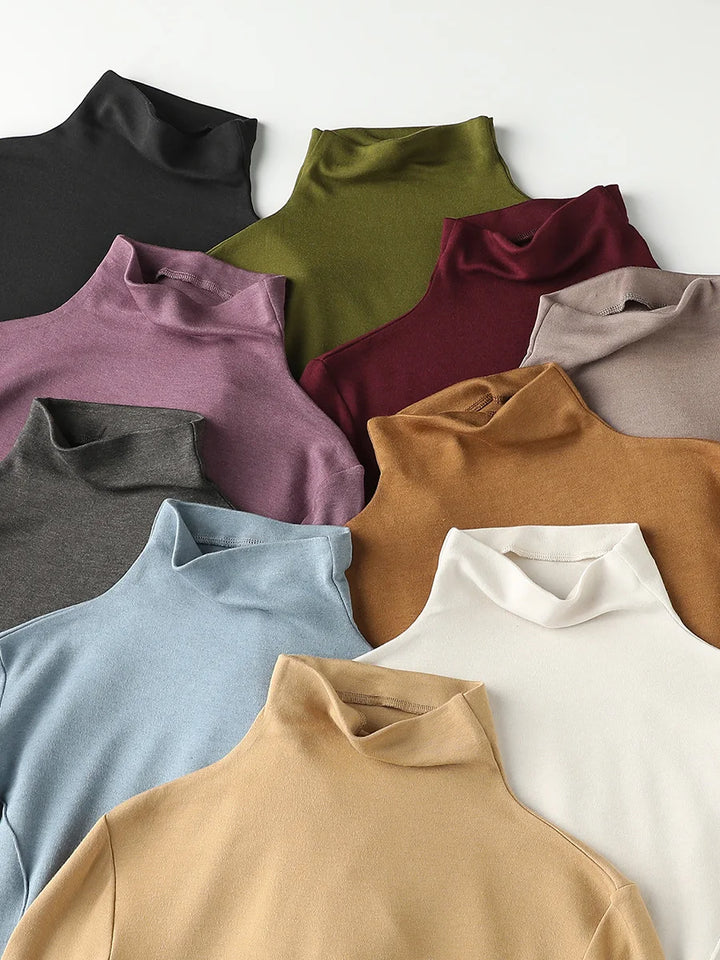 Women’s Wool Blend Thermal Mock Neck Slim Tee