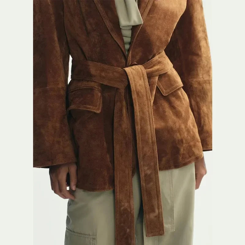 Women’s Faux Suede Lace-Up Fashion Jacket