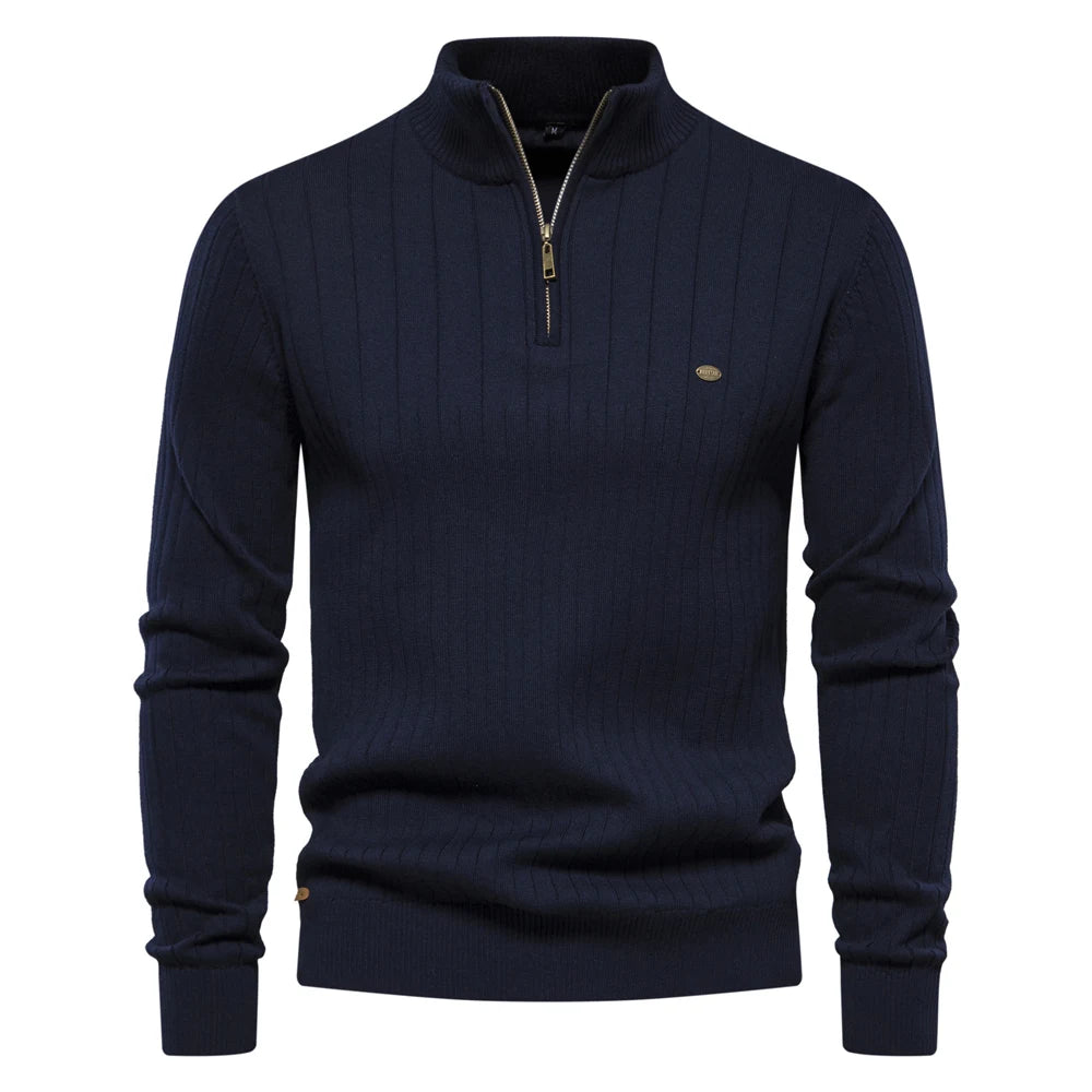 Men’s Warm Zipper Stand Collar Sweater
