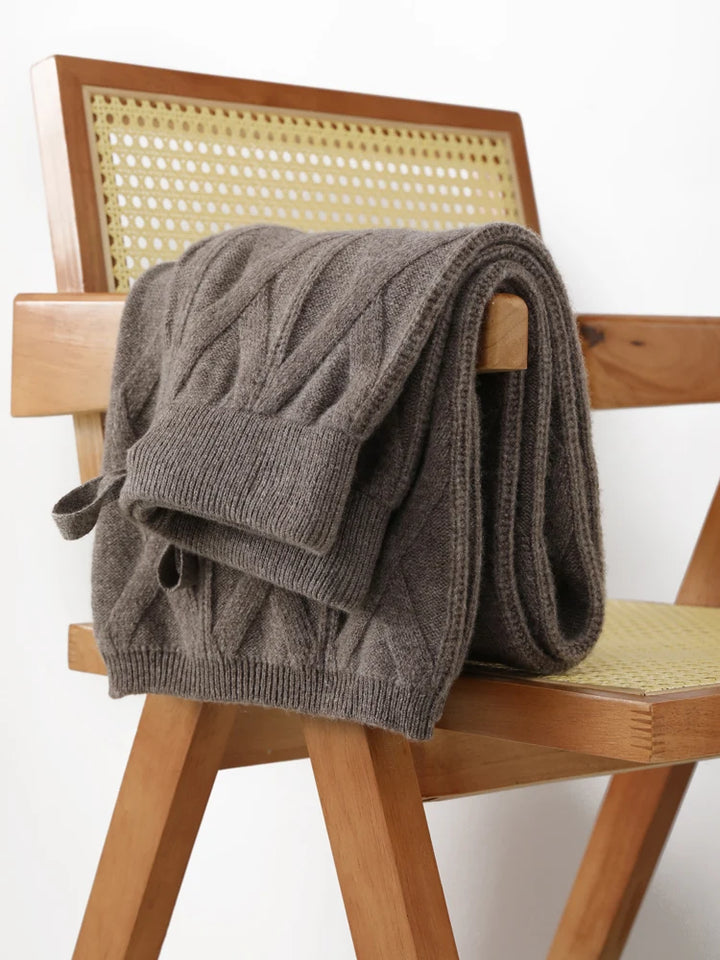 Women’s 100% Merino Wool Wide Leg Jacquard Pants