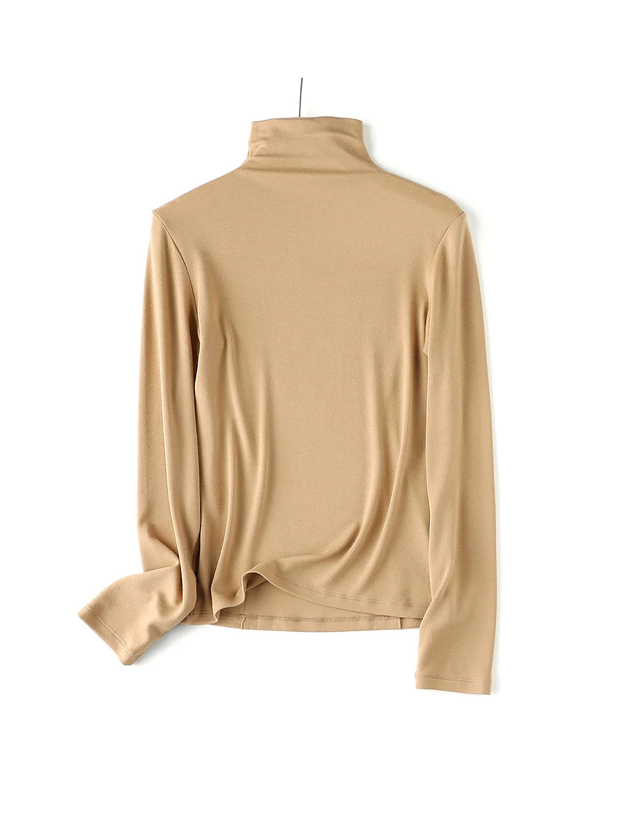 Women’s Wool Blend Thermal Mock Neck Slim Tee