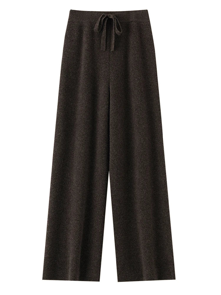 Women’s 100% Merino Wool Knitted Wide Leg Pants