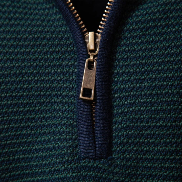 Men’s Luxury Cotton Turtleneck Sweater – Striped Knit Autumn Winter Pullover