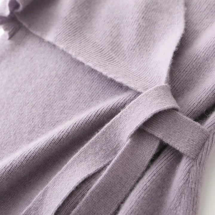 Women’s V-Neck Wool Sweater Dress | 100% Merino Wool Pullover Skirt