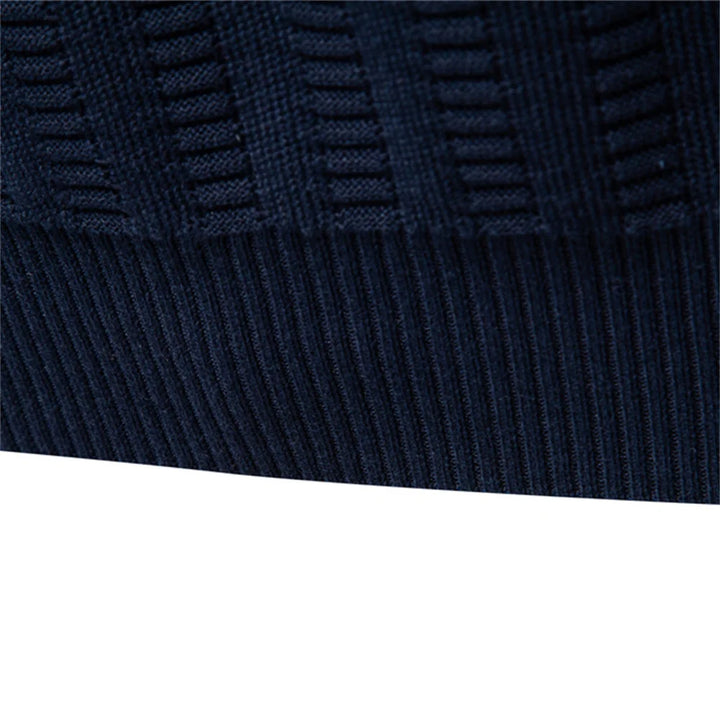 Men’s Luxury Striped Cotton Pullover – Thick Warm Crew Neck Sweater