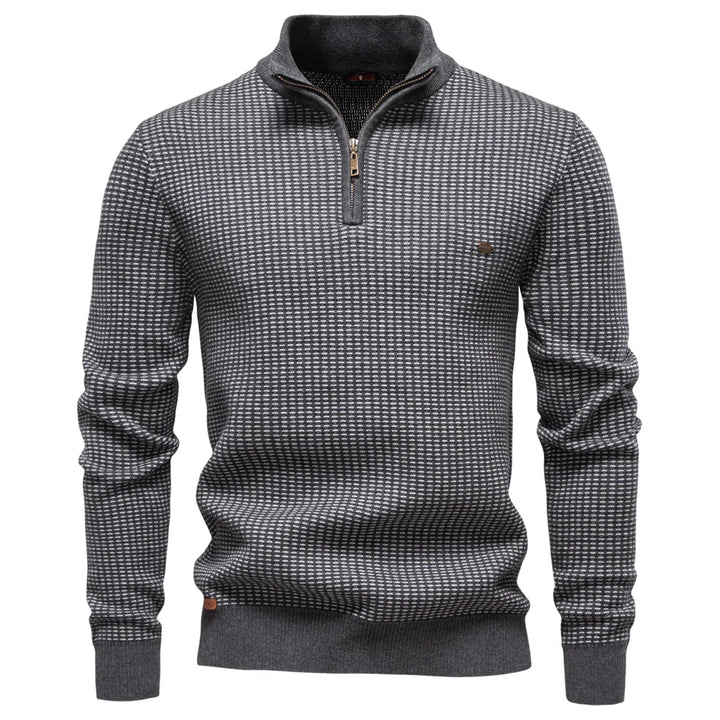Men’s Classic Striped Knit Sweater – Warm Wool Neck Pullover