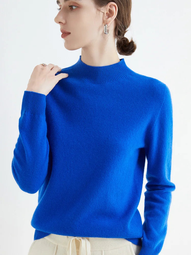 Women’s 100% Merino Wool Turtleneck Sweater – Warm Winter Cashmere Knit Pullover