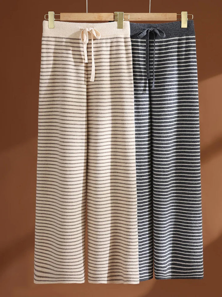 Women’s 100% Merino Wool Color-Block Wide Leg Pants