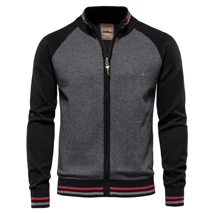 Men’s Spliced Cotton Cardigan – High-Quality Streetwear Winter Sweater