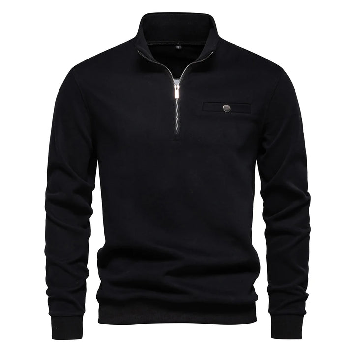 Men’s Lightweight Quarter-Zip Mock Neck Sweatshirt with Pocket