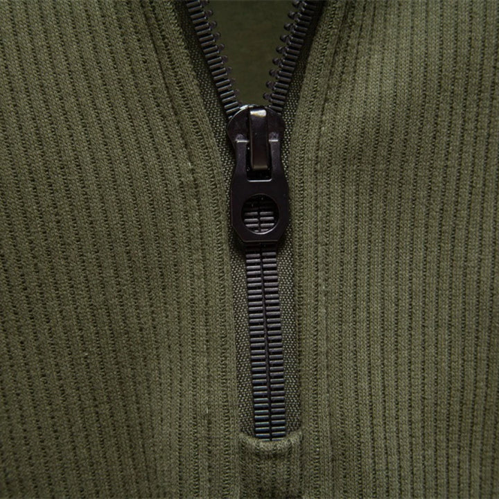 Men’s Winter Thermal Cotton Zipper Sweater – Slim Fit Pullover