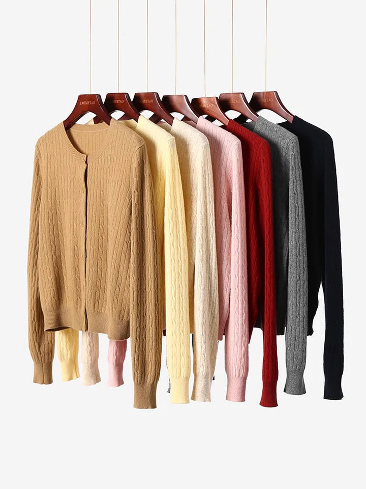 Women’s 100% Merino Wool Cable Knit Cardigan