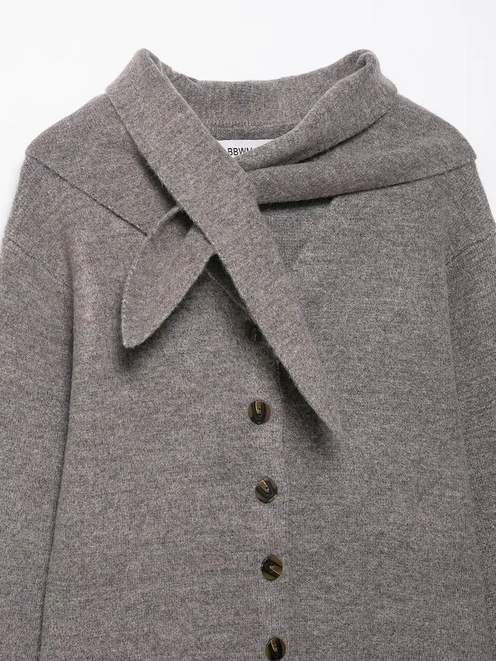 Women’s Knit Cardigan with Scarf Detail