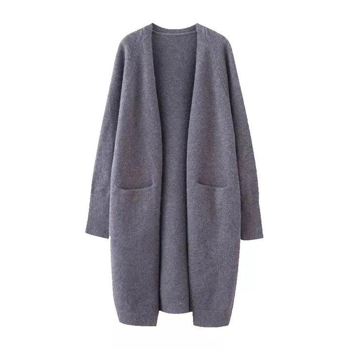 Women’s Long V-Neck Knit Cardigan with Pockets