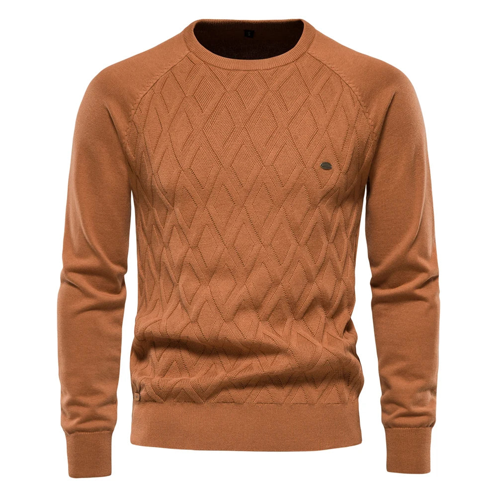 Men’s Warm Argyle O-Neck Knit Pullover