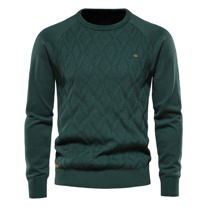 Men’s Warm Argyle O-Neck Knit Pullover