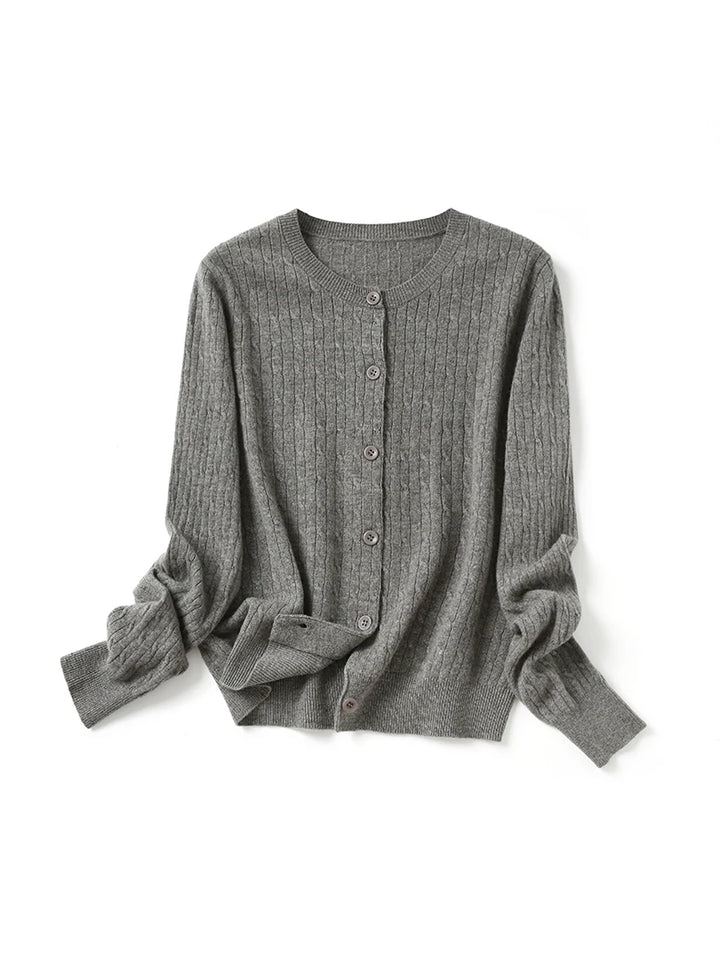 Women’s 100% Merino Wool Cable Knit Cardigan