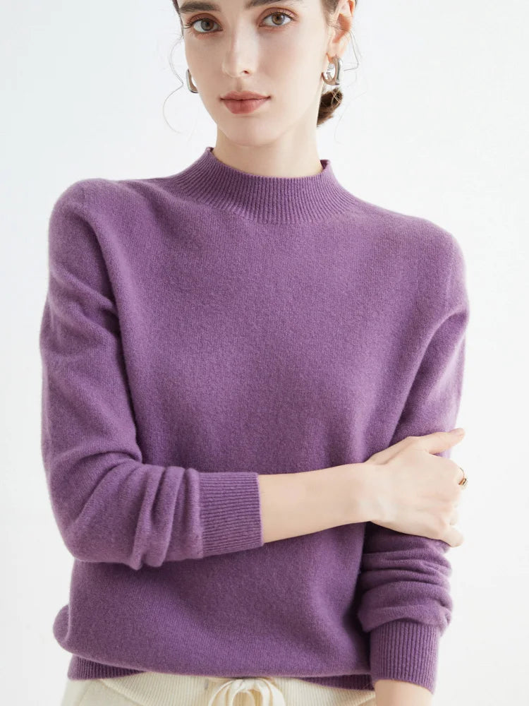 Women’s 100% Merino Wool Turtleneck Sweater – Warm Winter Cashmere Knit Pullover