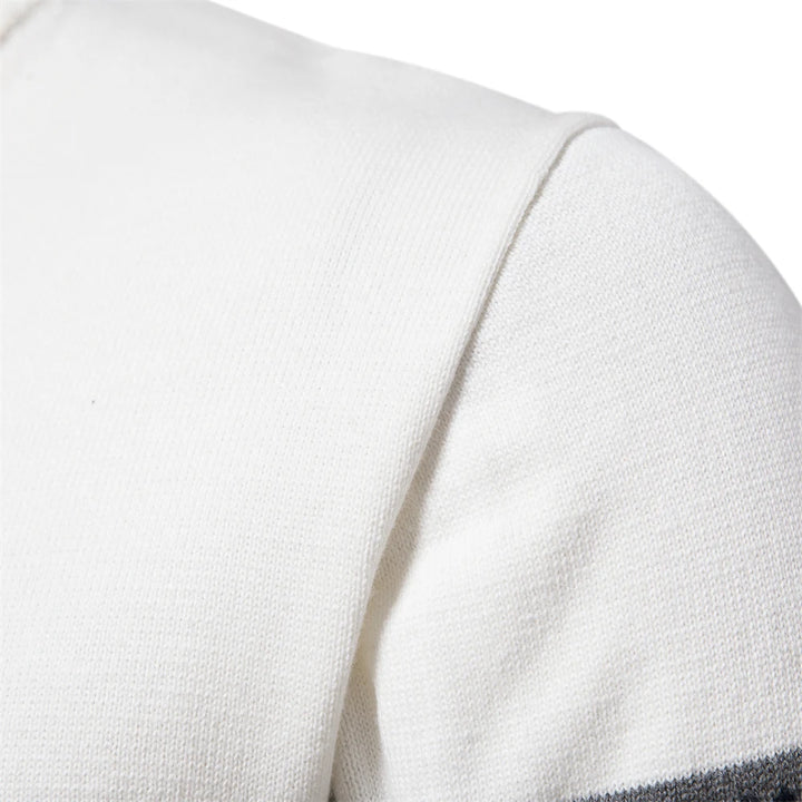 Men’s Zipper Pullover Sweater – Warm Cotton Ethnic Pattern Knit