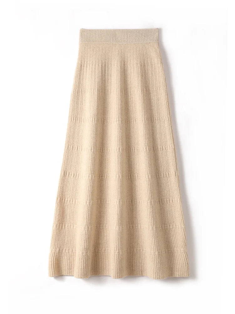 Women’s 100% Merino Wool Pleated A-Line Skirt