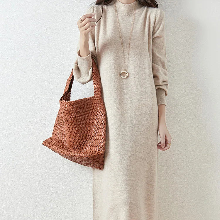 Women’s Merino Wool Mock Neck Sweater Dress