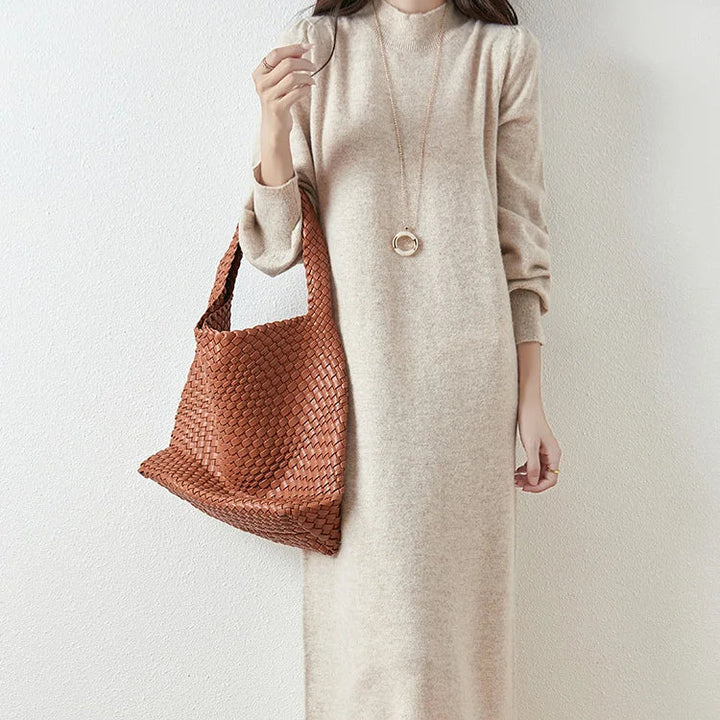 Women’s Merino Wool Mock Neck Sweater Dress