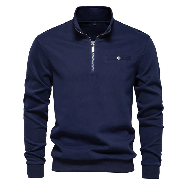 Men’s Lightweight Quarter-Zip Mock Neck Sweatshirt with Pocket