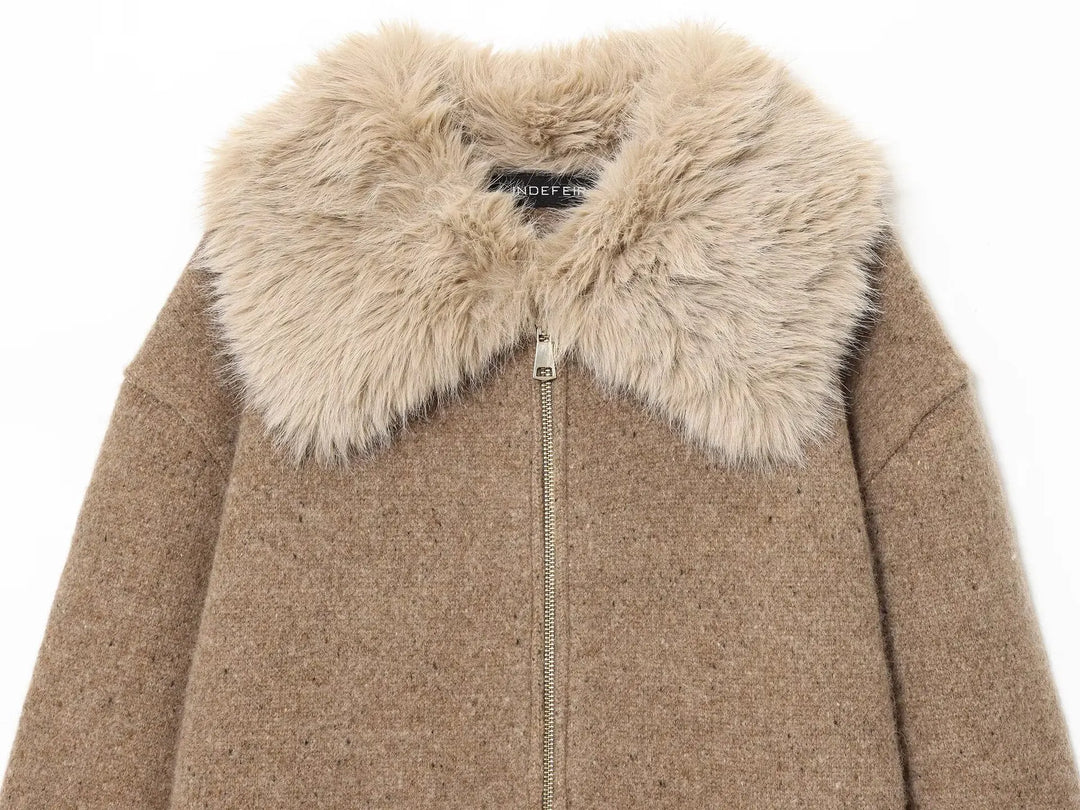 Women’s Faux Wool Stand Neck Belted Cloak Coat