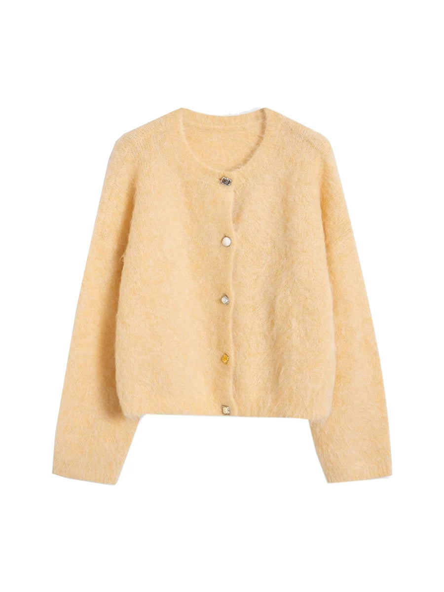 Women’s Alpaca Cardigan – 78% Alpaca Knit Sweater