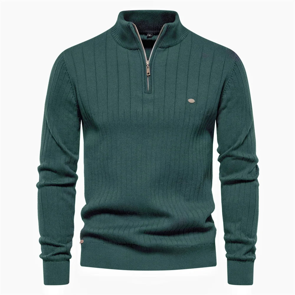 Men’s Warm Zipper Stand Collar Sweater