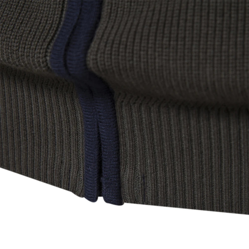 Men’s Patchwork Zipper Cardigan – Cotton Autumn & Winter Sweater