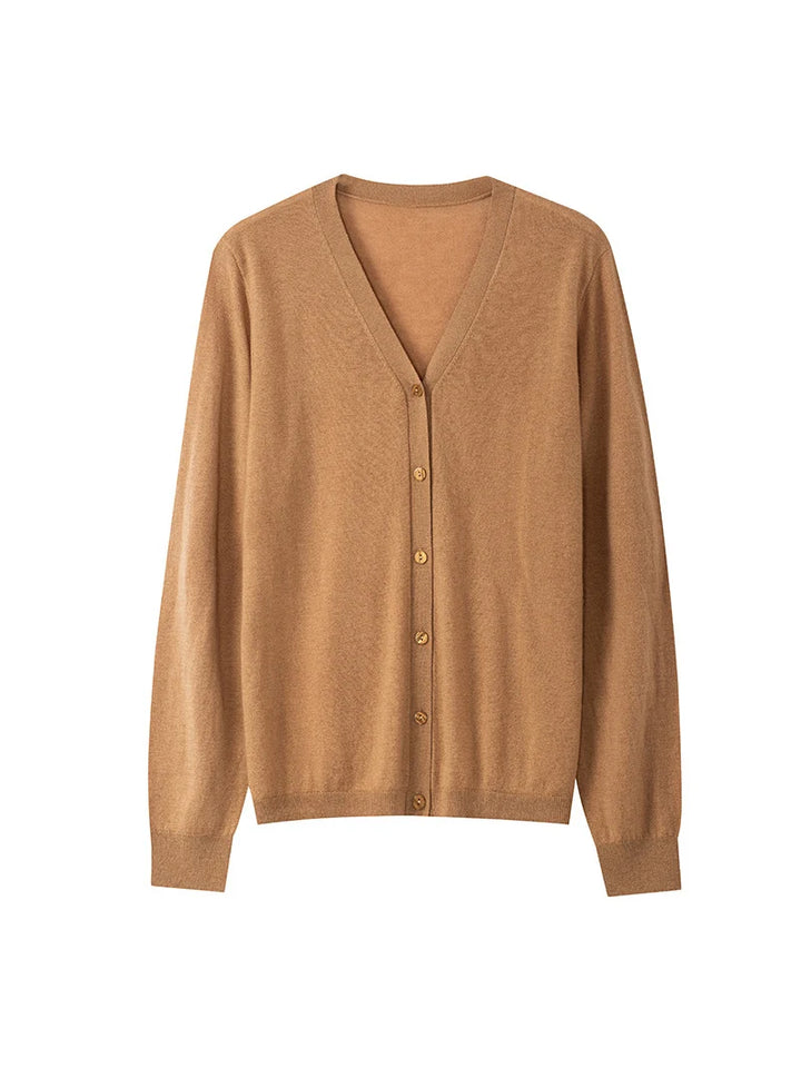 Women’s 100% Merino Wool V-Neck Cardigan