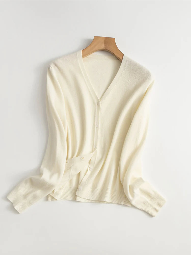 Women’s 100% Merino Wool V-Neck Cardigan