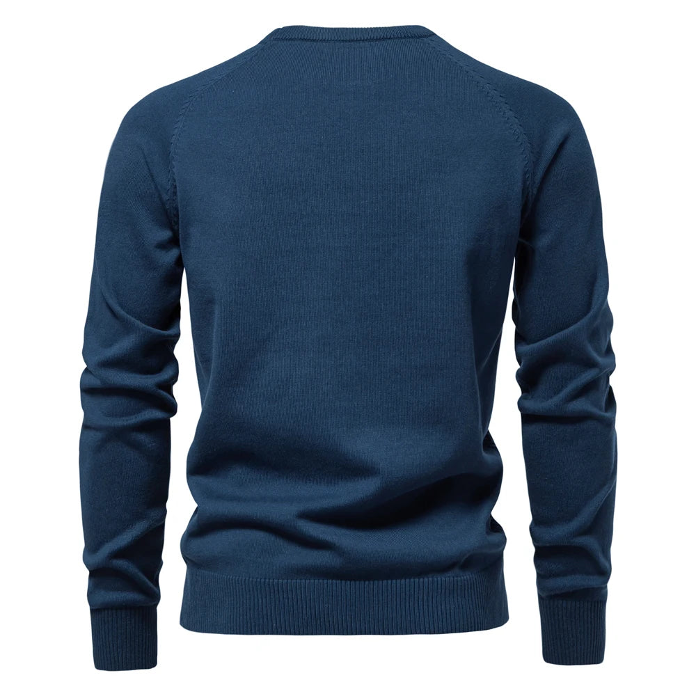 Men’s Geometric Cotton Crew Neck Sweater – Casual & Business Pullover