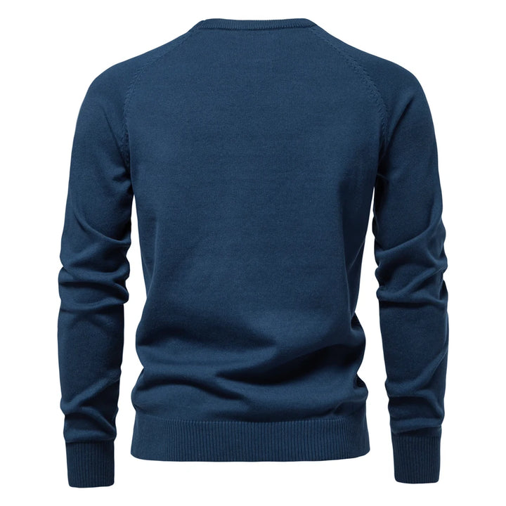 Men’s Geometric Cotton Crew Neck Sweater – Casual & Business Pullover