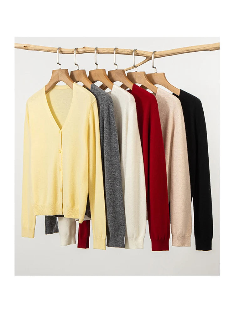 Women’s 100% Merino Wool V-Neck Cardigan