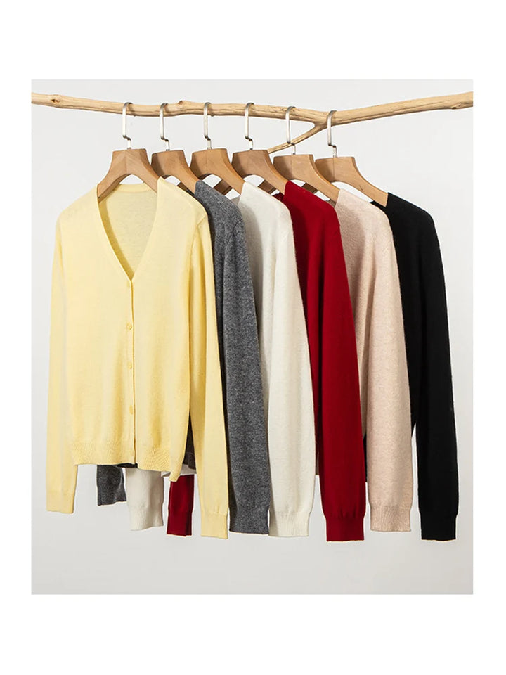 Women’s 100% Merino Wool V-Neck Cardigan
