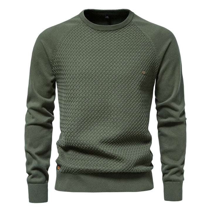Men’s Geometric Cotton Crew Neck Sweater – Casual & Business Pullover