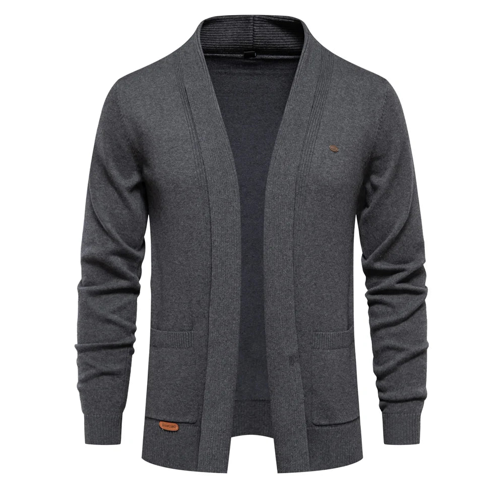 Men’s Winter Cotton Cardigan – Knitted Sweater with Turn-Down Collar