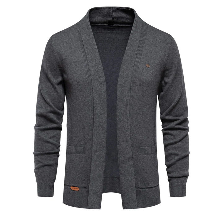 Men’s Winter Cotton Cardigan – Knitted Sweater with Turn-Down Collar